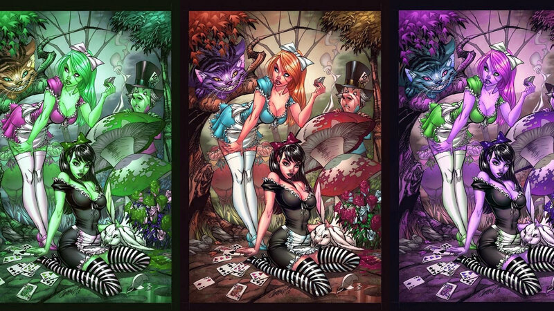 Alice in Wonderland triptych