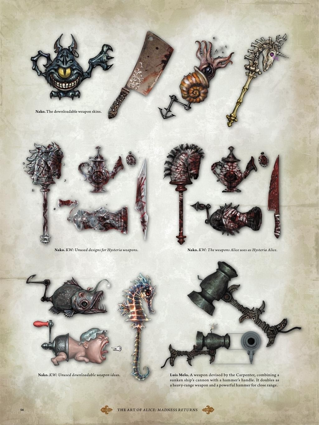 Alice: Madness Returns weapon designs