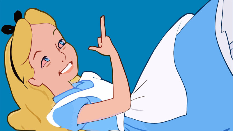 Alice pointing upward