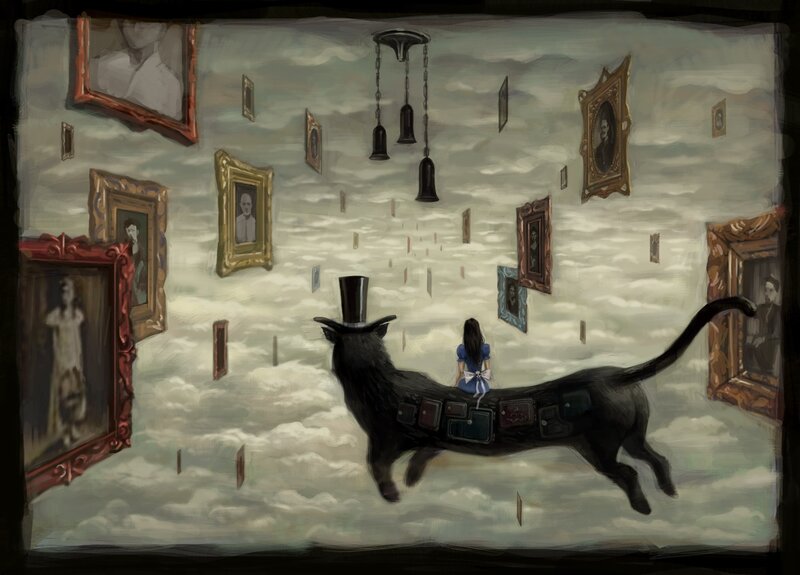 Alice Riding Cheshire Cat
