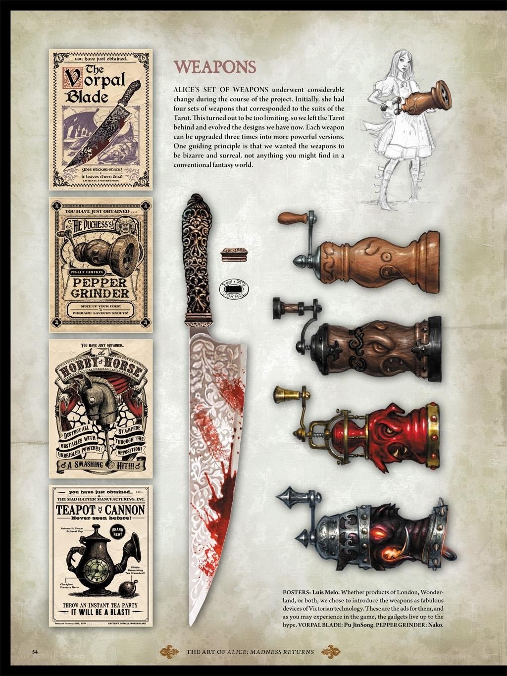 Alice's weapons concept art