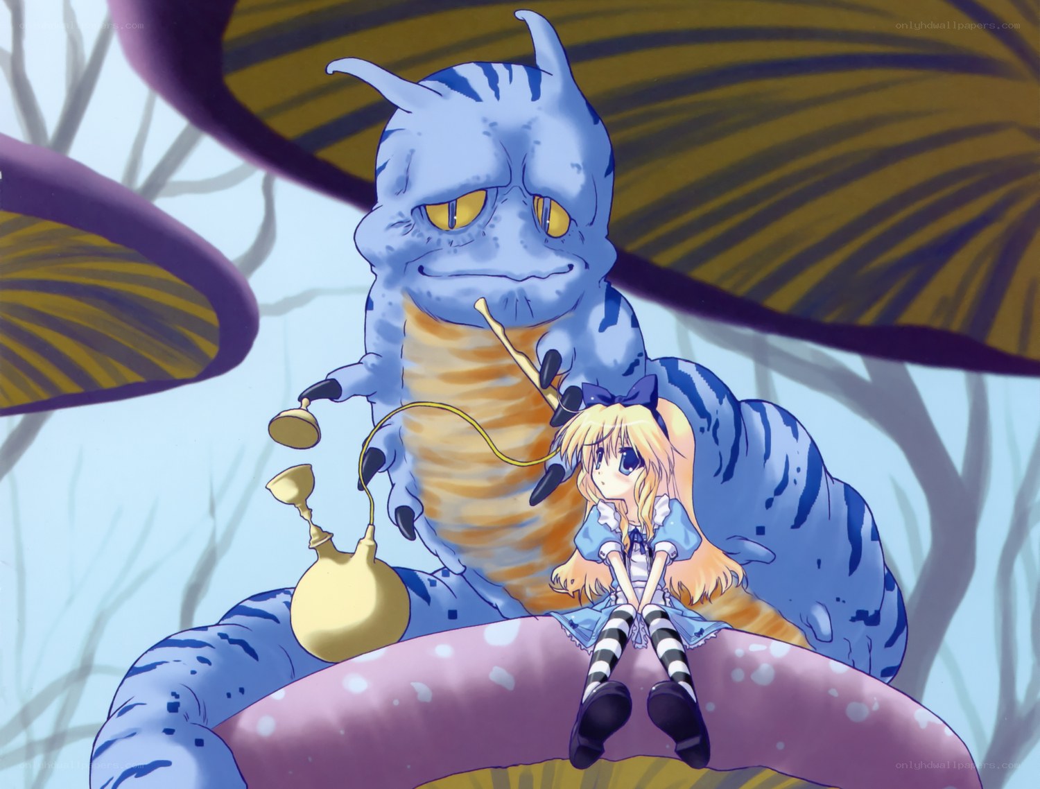 Alice with a blue caterpillar