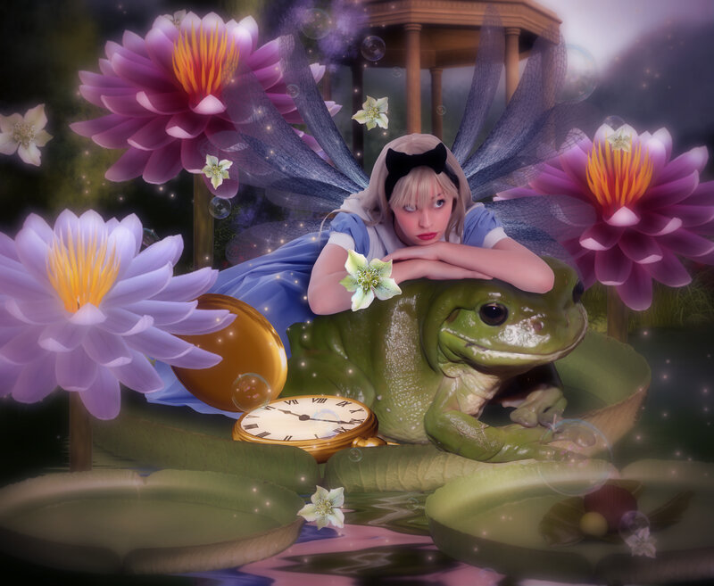 Alice with Frog and Clock
