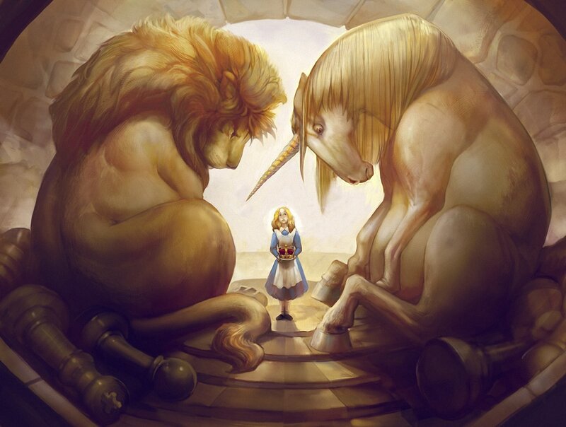 Alice with Lion and Unicorn