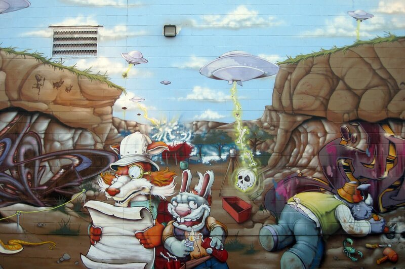 Alien abduction mural