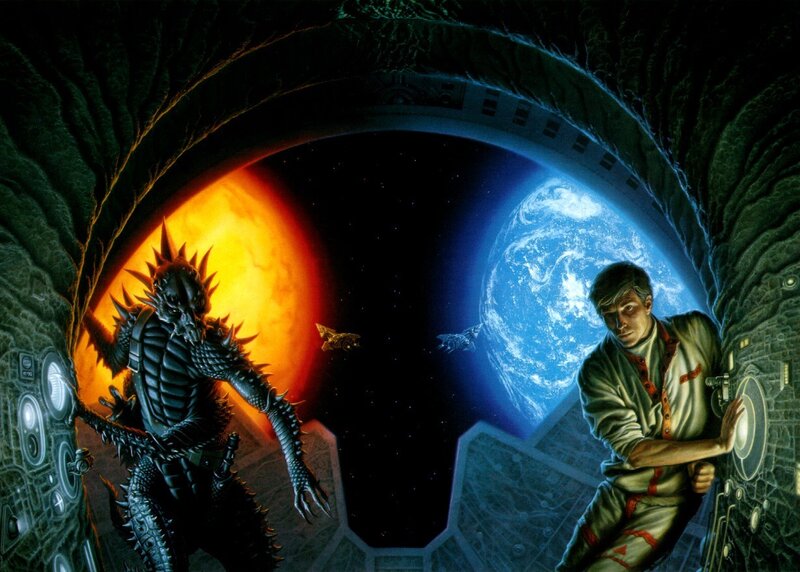 Alien and Astronaut in Tunnel