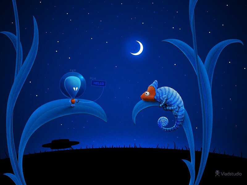 Alien and Chameleon — Blue