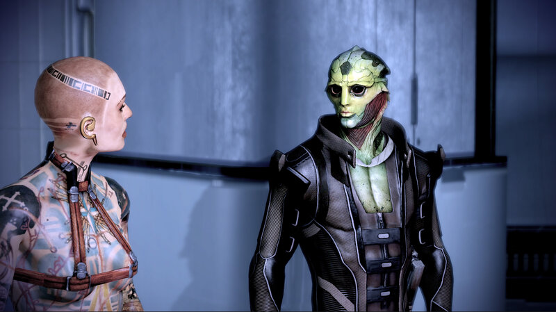 Alien and human characters in conversation