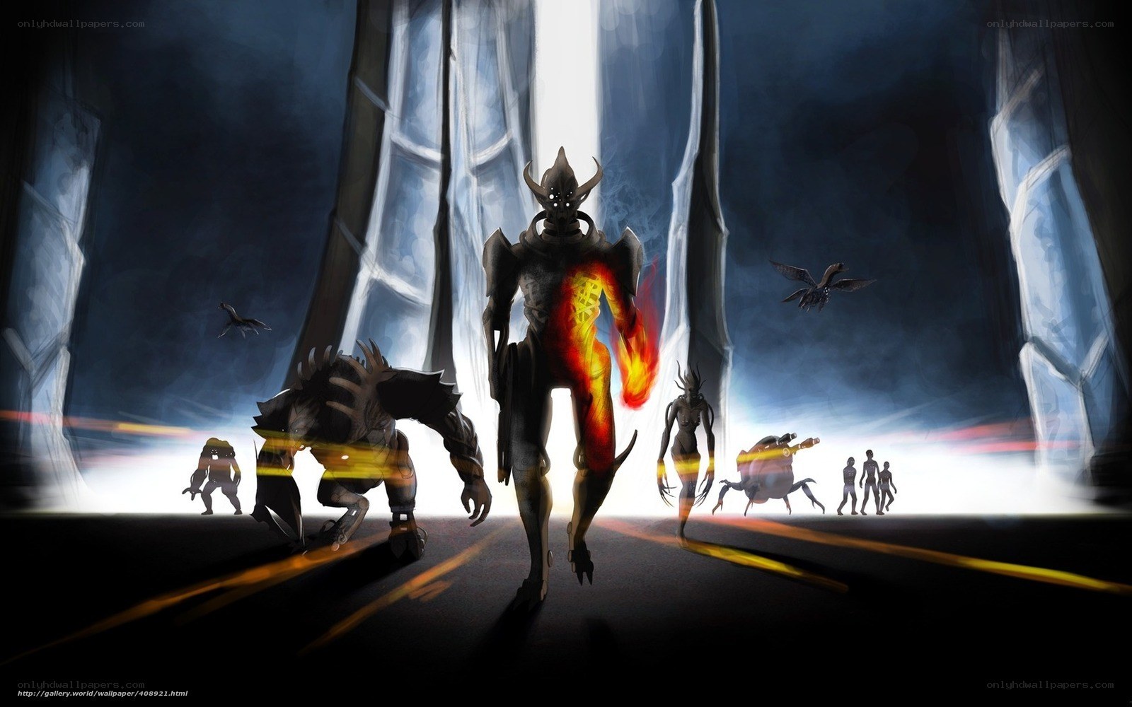 Alien army advances through corridor