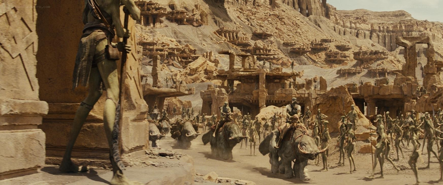 Alien army marches through canyon