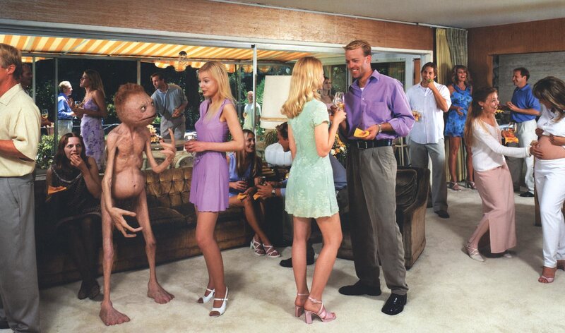 Alien at a party