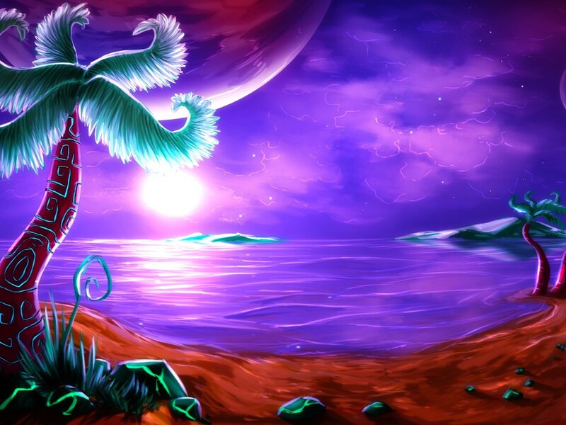 Alien Beach at Night — Purple
