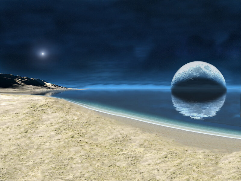 alien beach at night