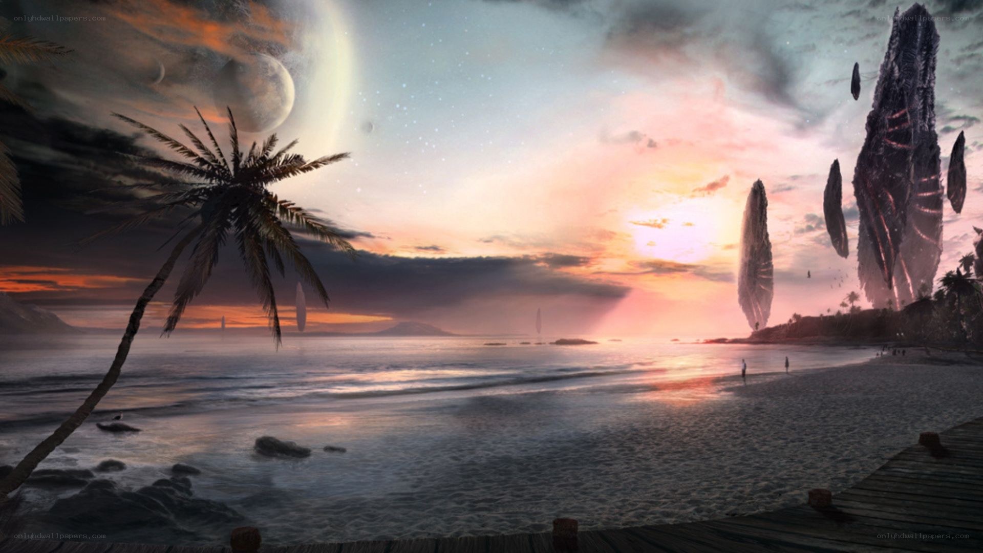 alien beach at sunset