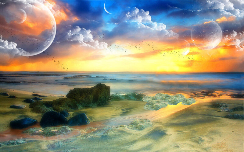 Alien Beach at Sunset — Blue