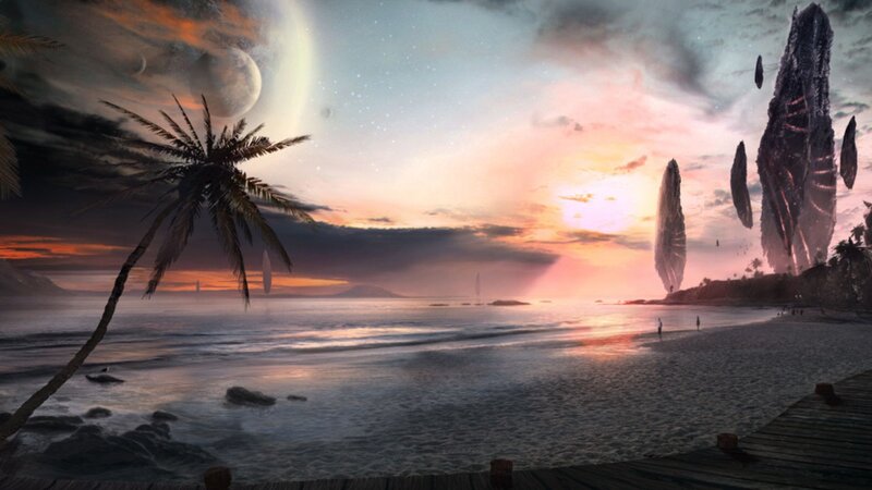 Alien Beach at Sunset — Orange, Dramatic
