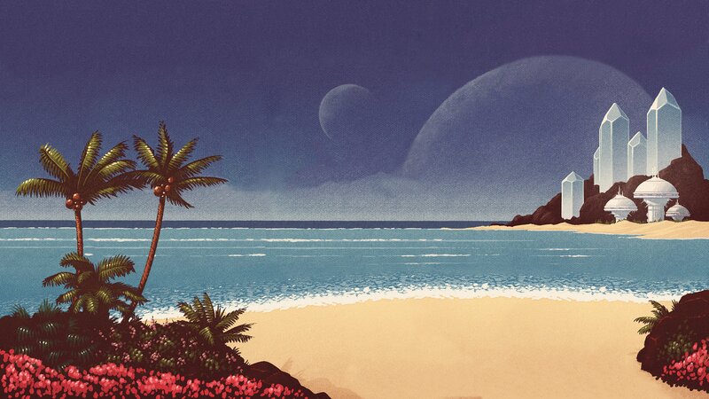 Alien Beach with Crystals