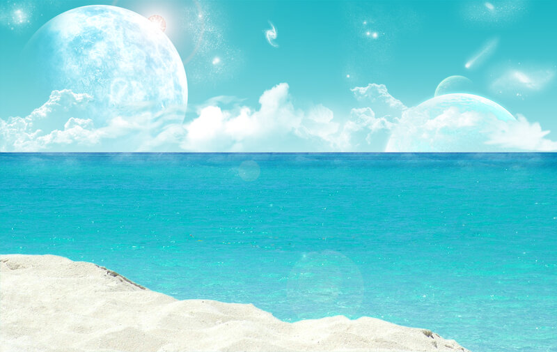 alien beach with twin moons