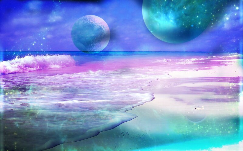 Alien Beach with Two Moons