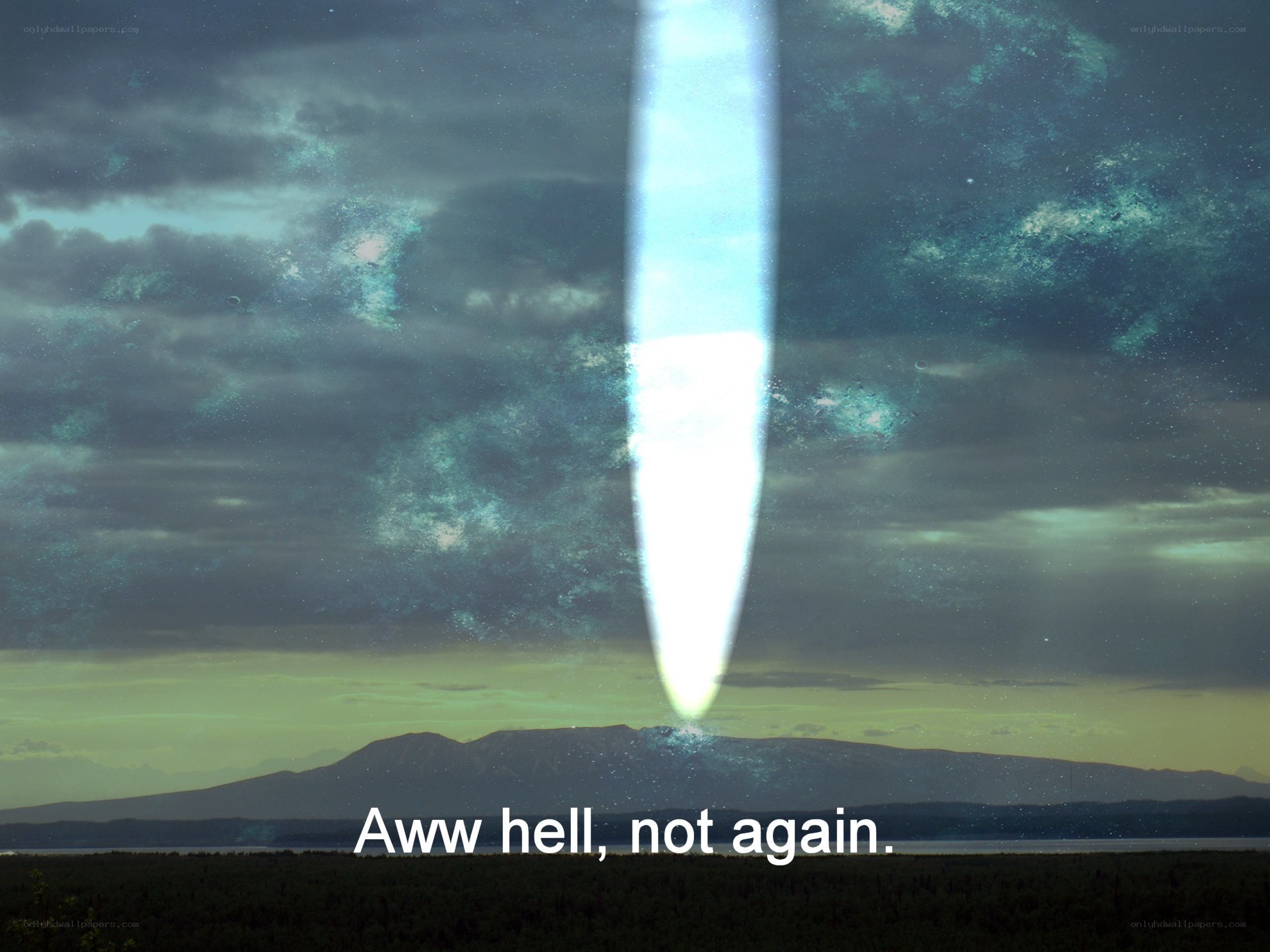 alien beam on landscape