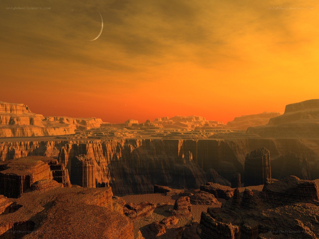 alien canyon at sunset