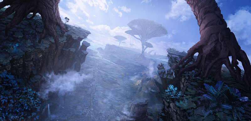 Alien Canyon Landscape — Blue, Serene