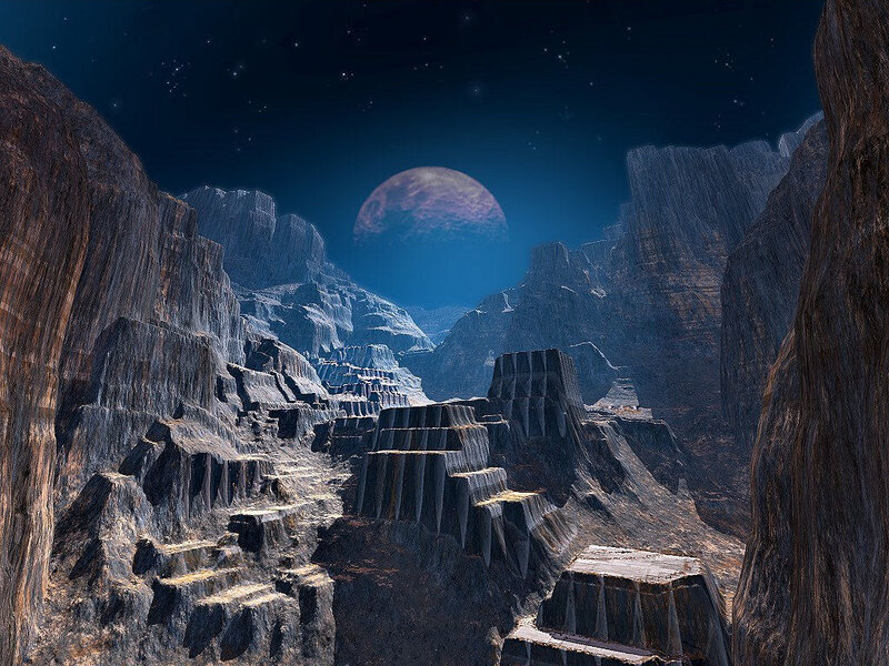 Alien Canyon Landscape — Blue