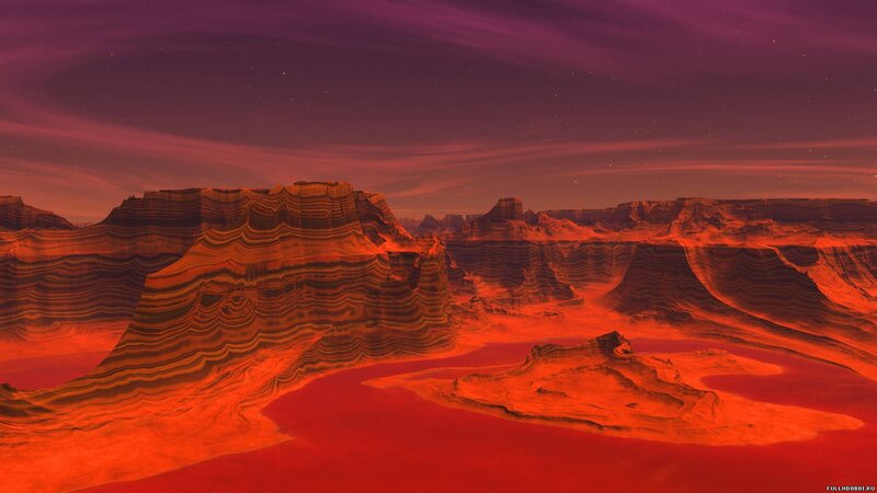 Alien Canyon Landscape — Red, Dramatic