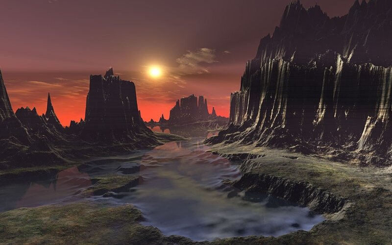 Alien Canyon Landscape — Red