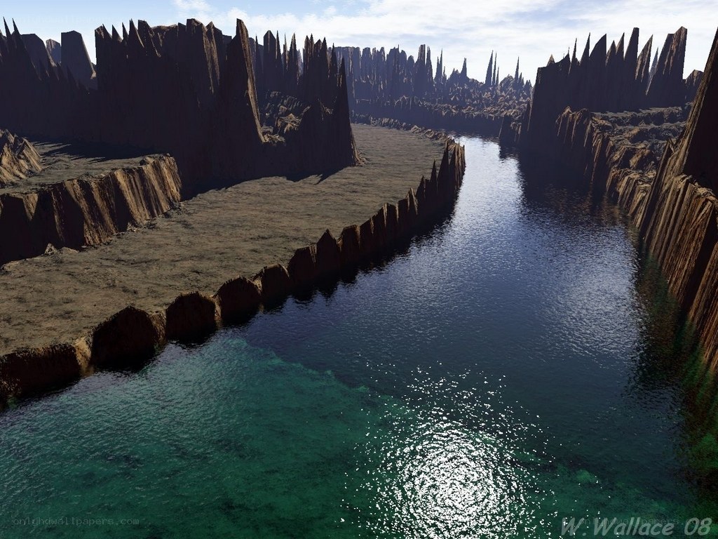 alien canyon with river