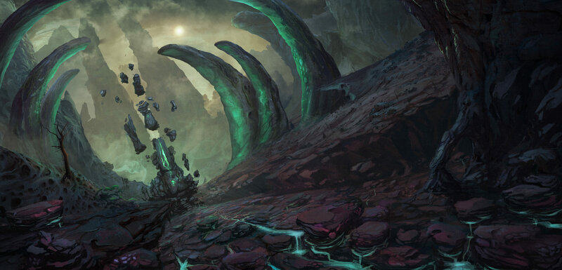 Alien Cave Landscape — Green, Dramatic