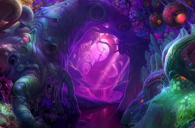 Alien Cave Tunnel — Purple, Mystical, Night