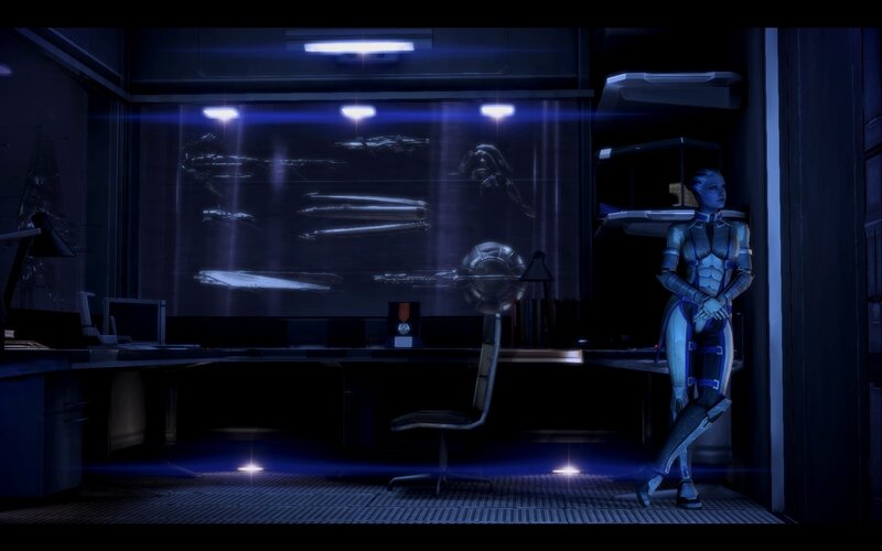 alien character in a futuristic office