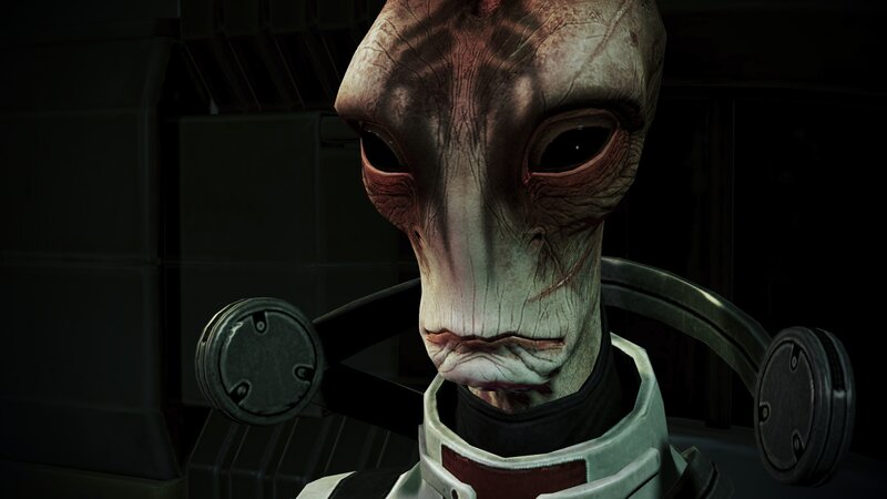 Alien Character in Armor — Gray, Dramatic, 3d Render, Headset