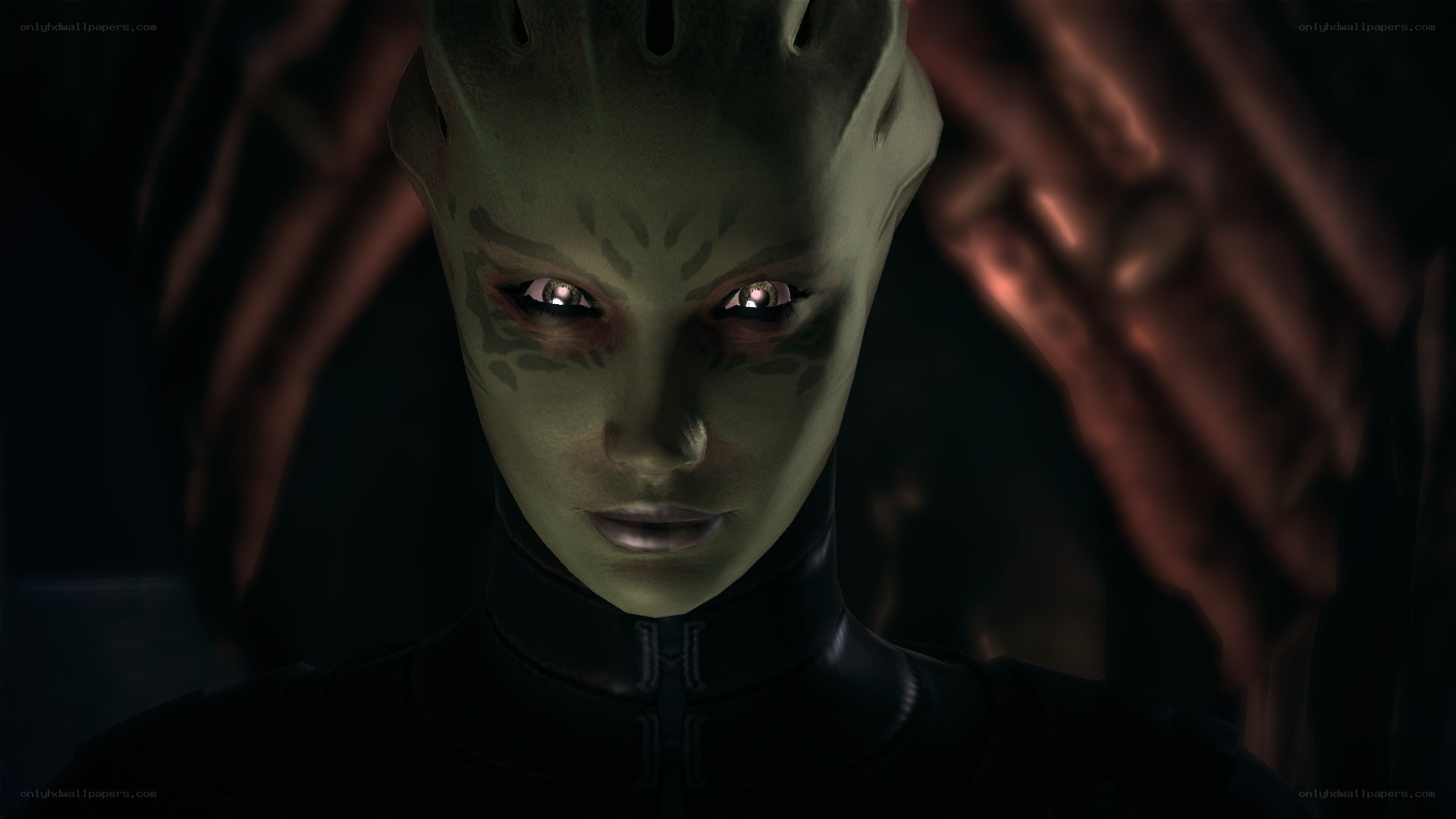alien character with glowing eyes