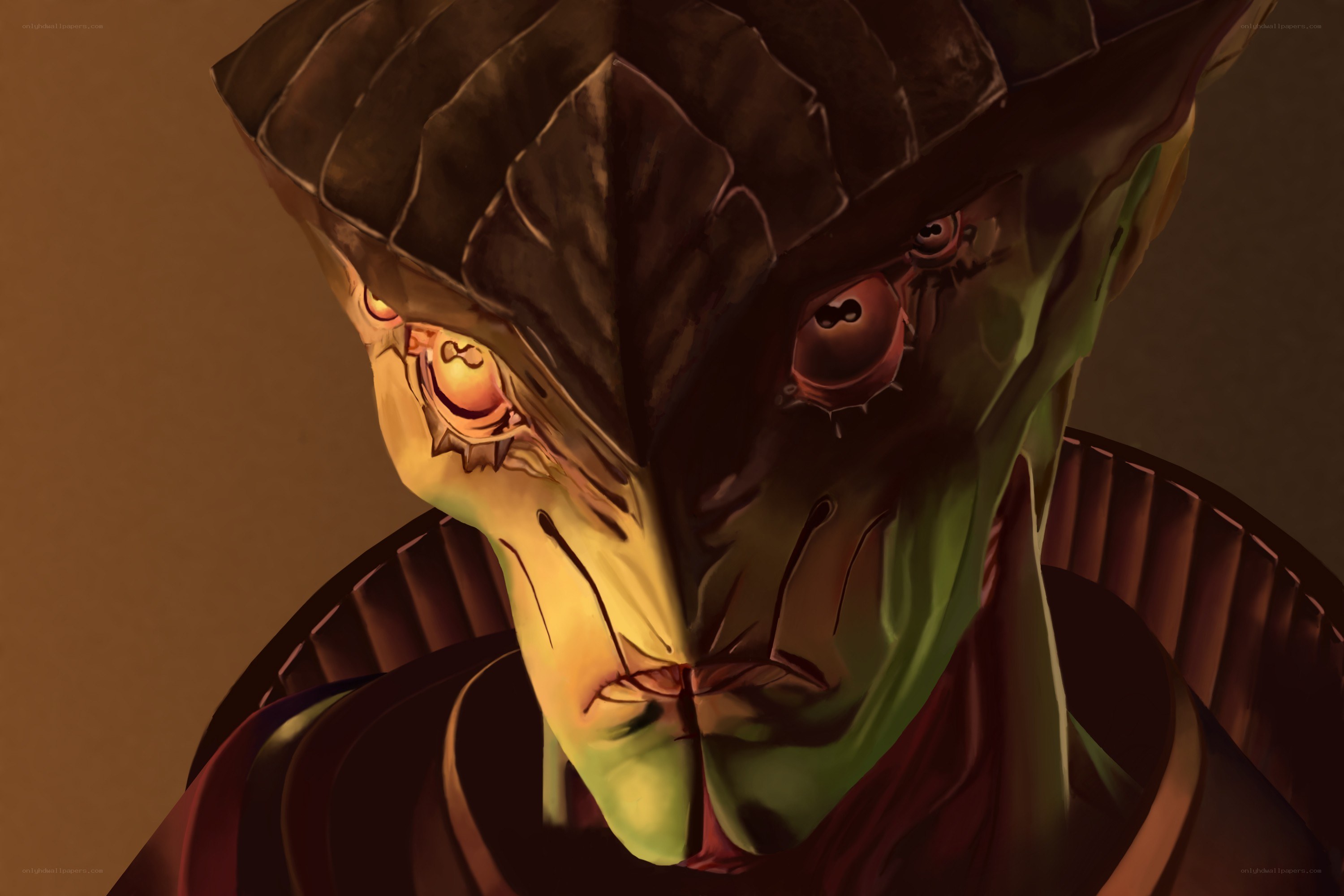 alien character with glowing eyes