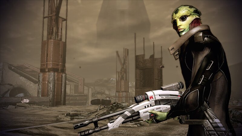 Alien character with weapon
