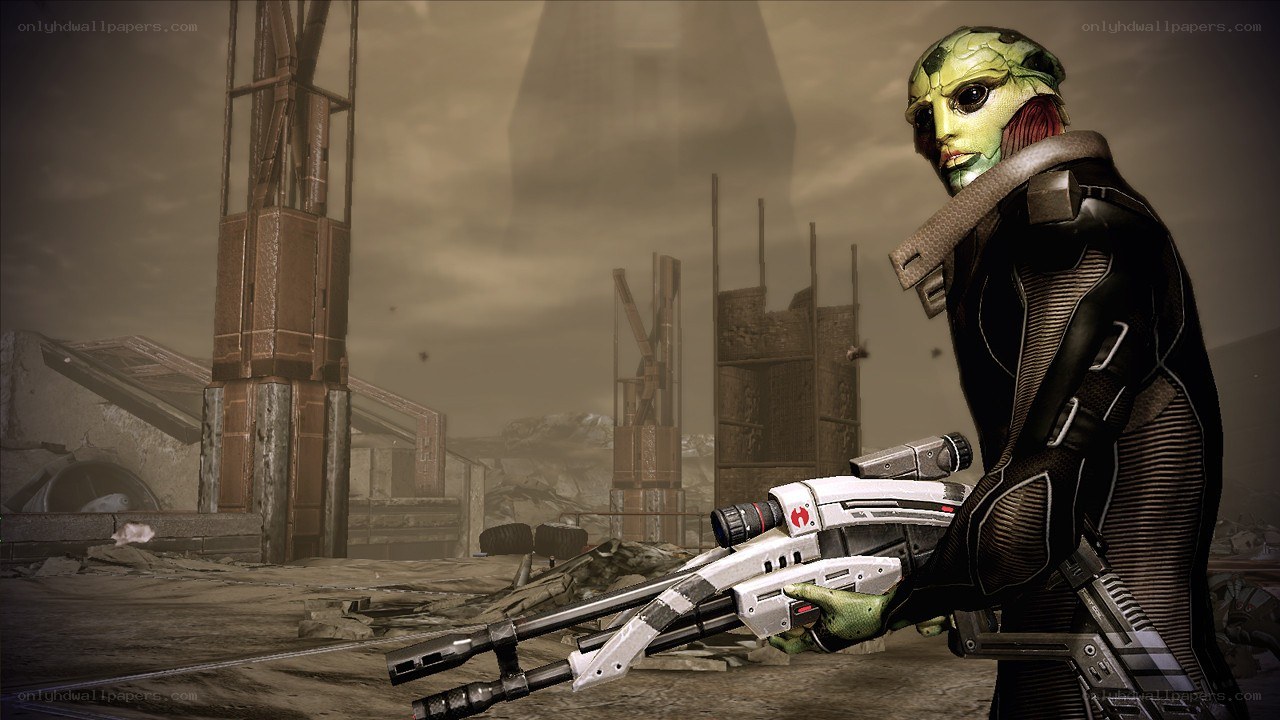 Alien character with weapon