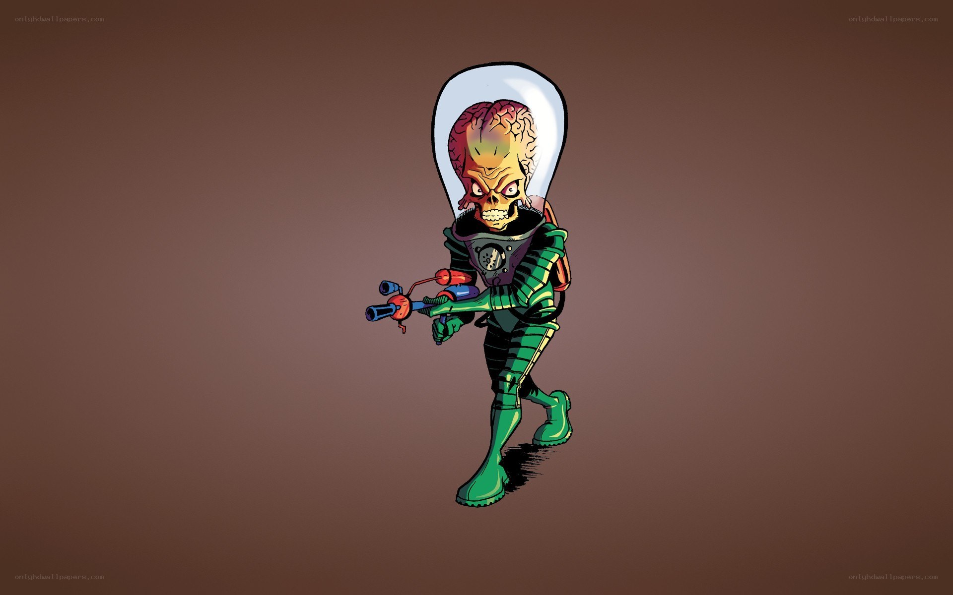 alien character with weapon