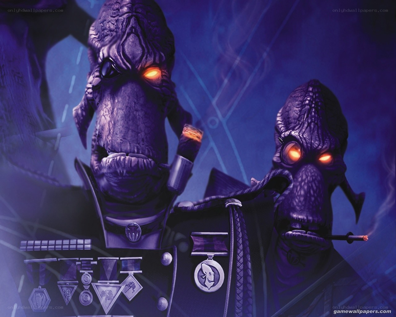 alien characters with glowing eyes