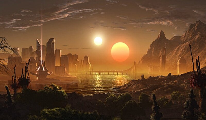 Alien City at Sunset — Orange