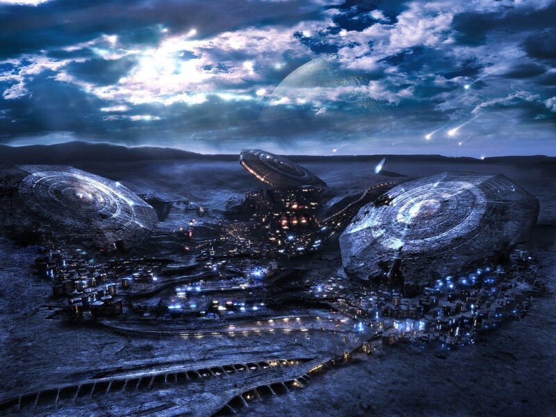 Alien City on Alien Planet — Blue, Dramatic