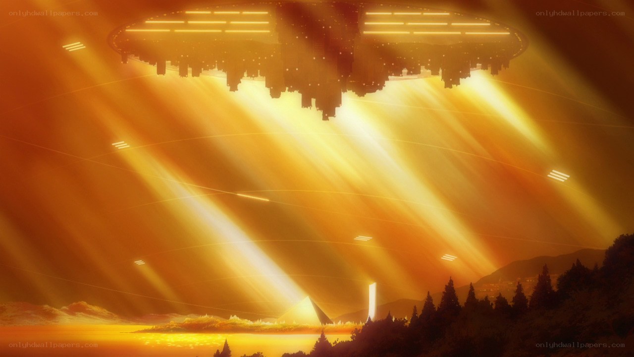 alien city over golden landscape