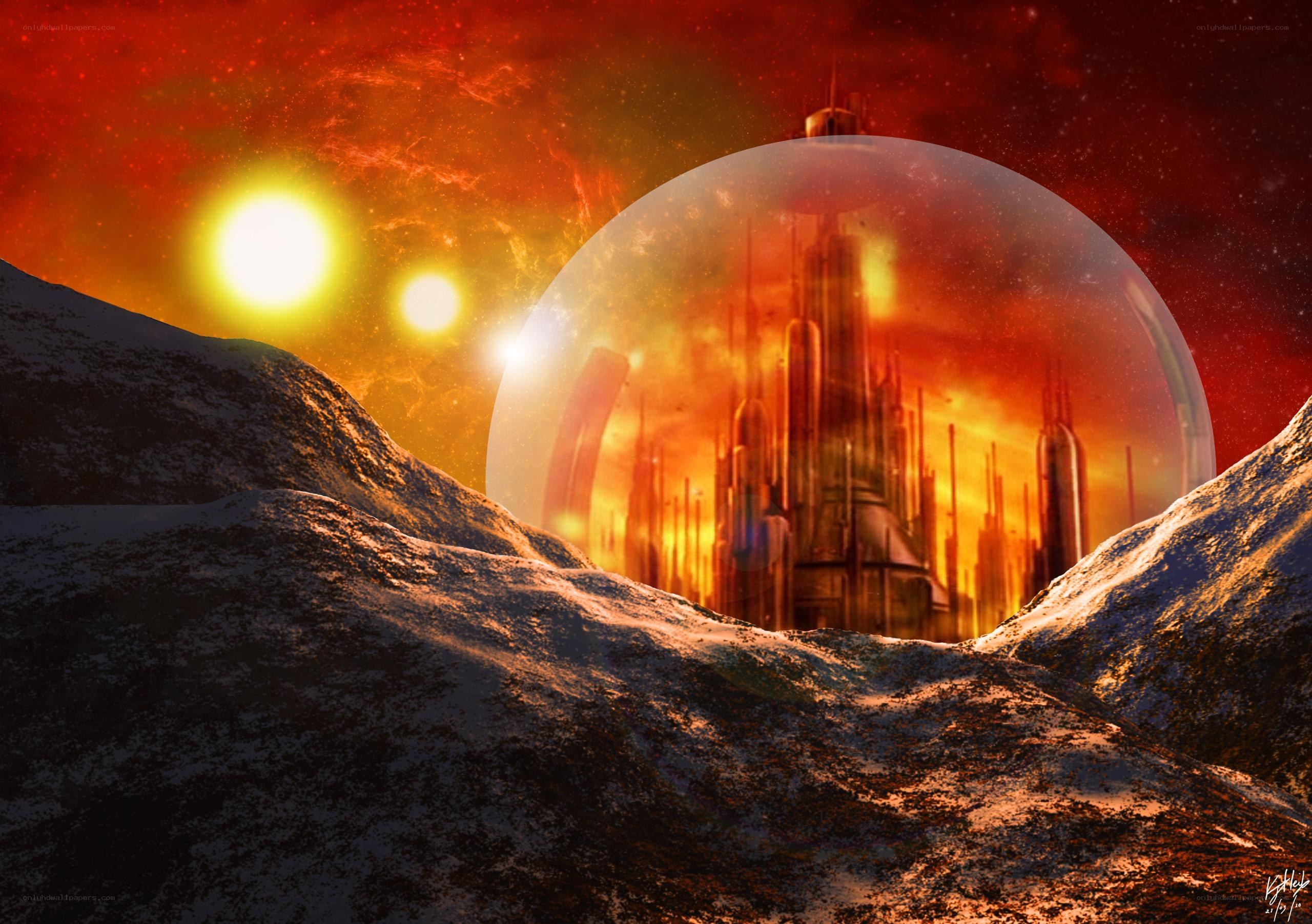 alien city under twin suns