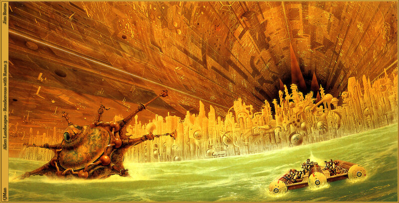 Alien cityscape with spacecraft