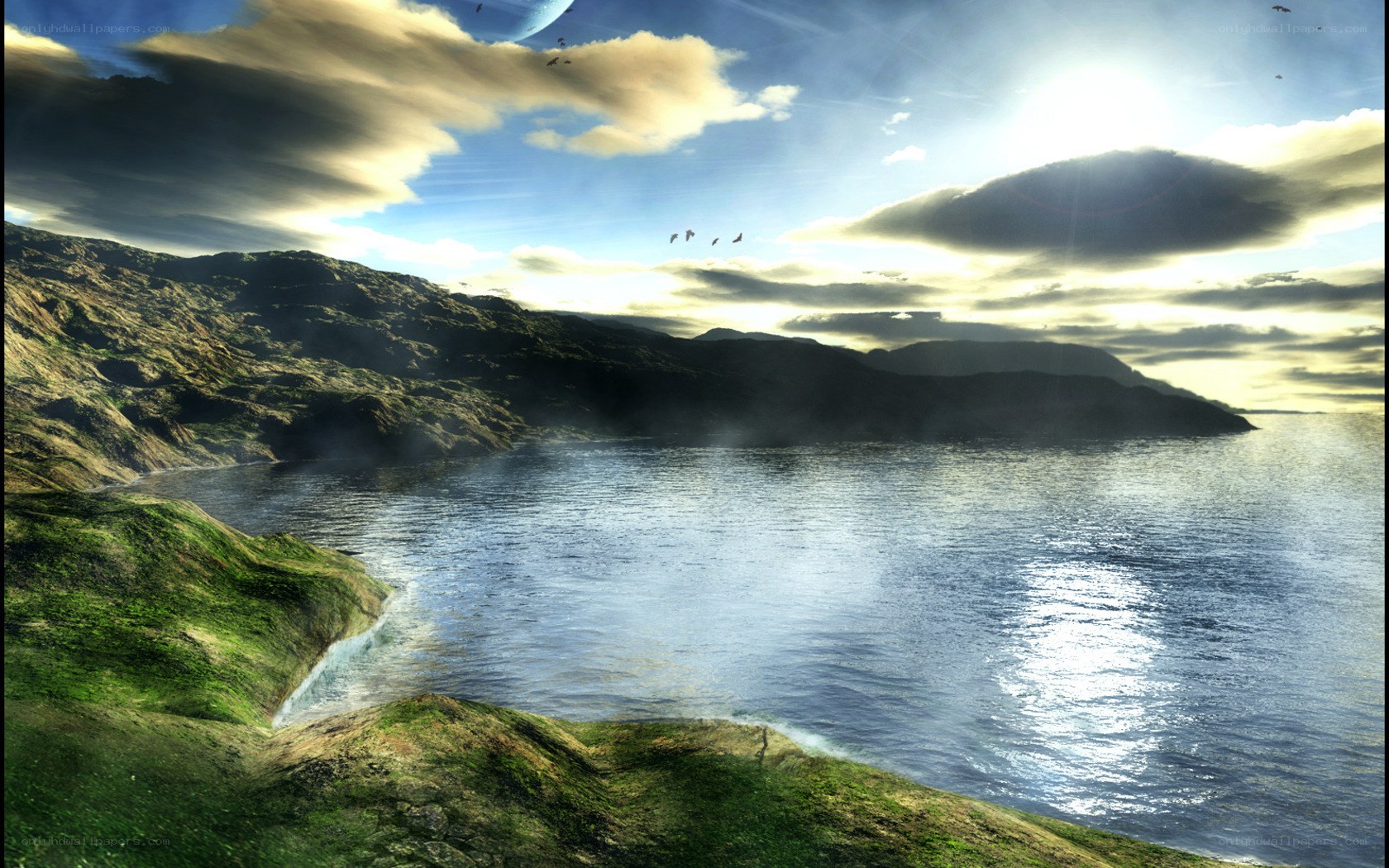 alien coastline at sunrise