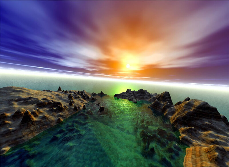 Alien Coastline at Sunset — Blue