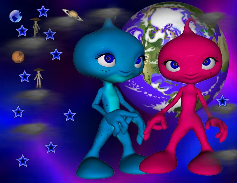 alien couple in space