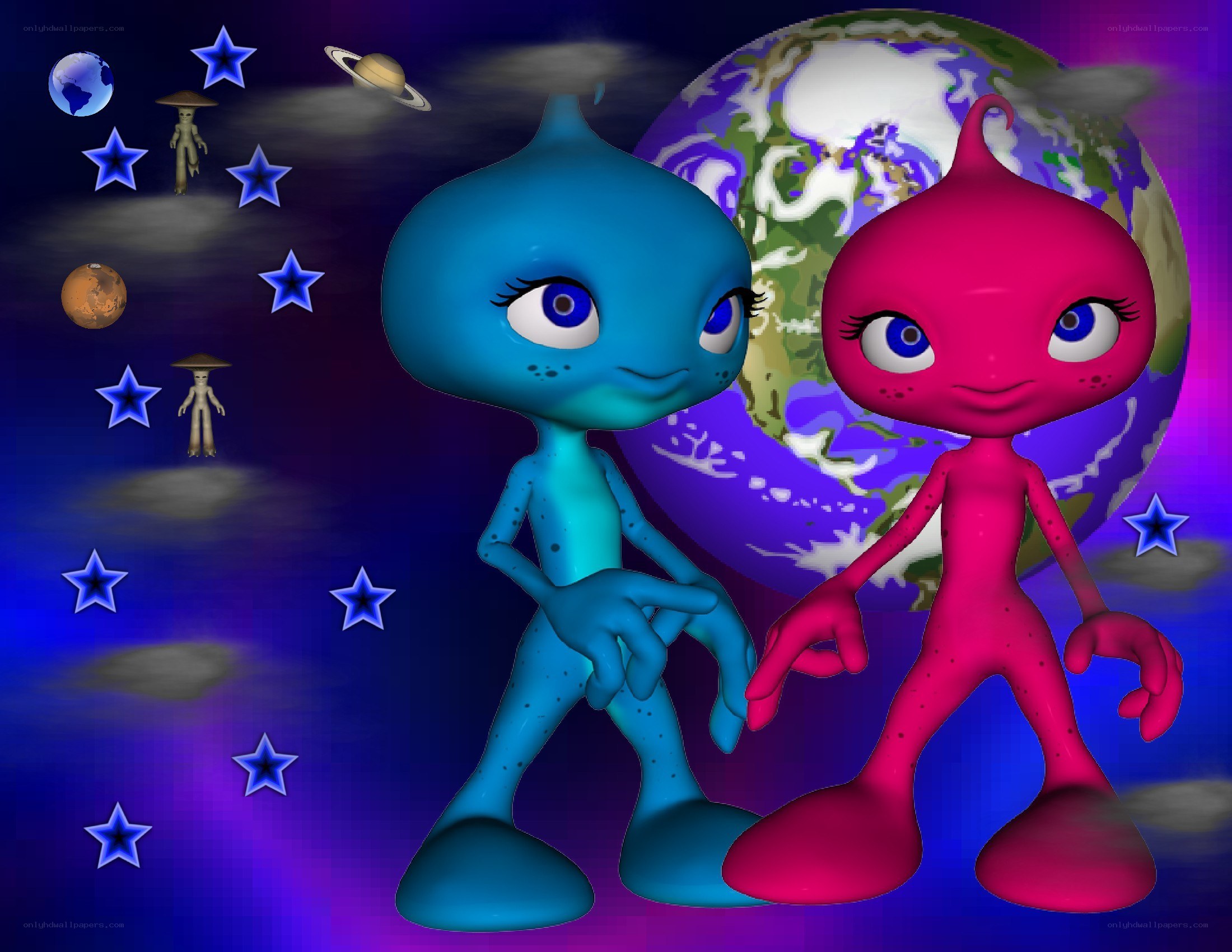 alien couple in space