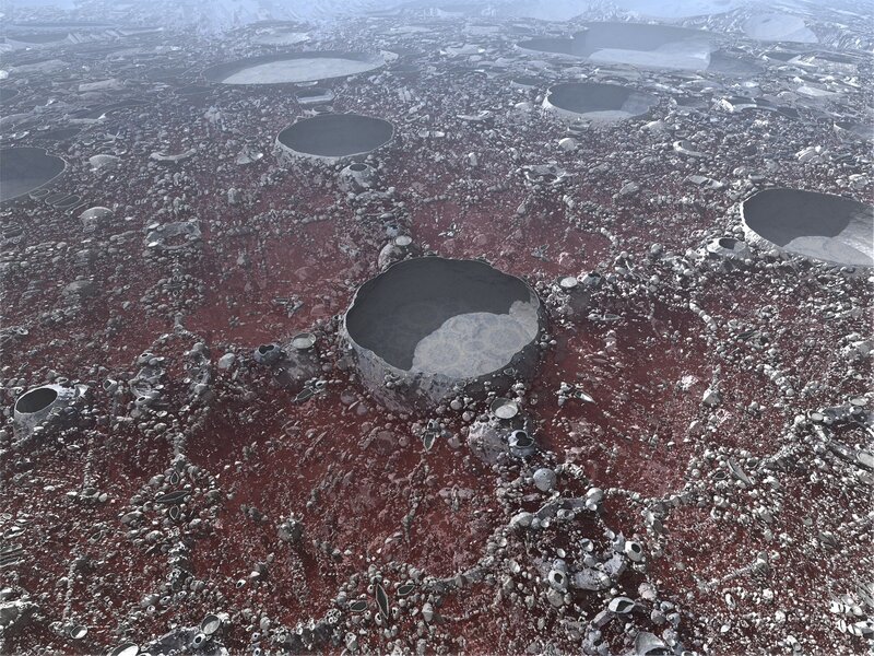 Alien crater landscape